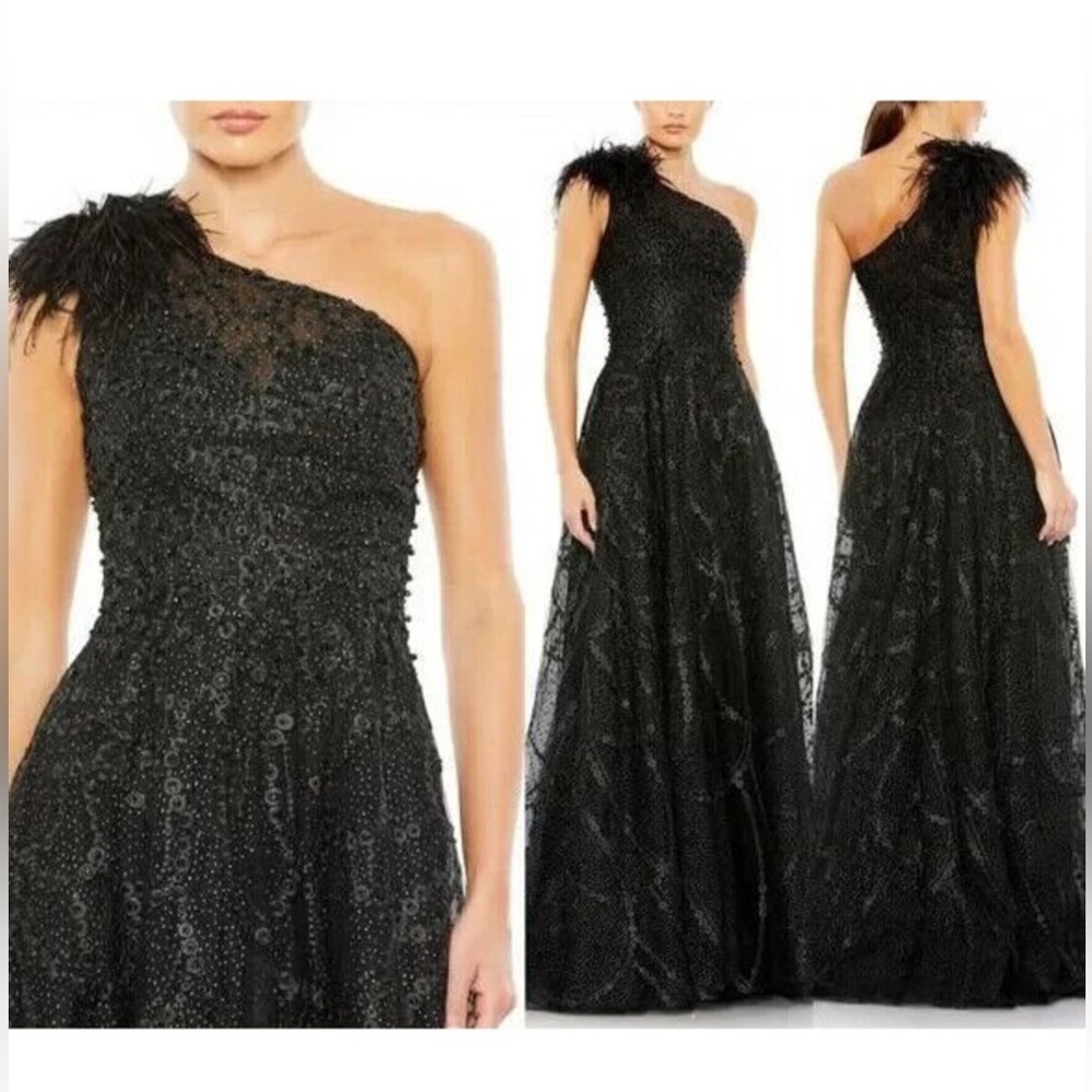 Elegant Black One-Shoulder Evening Gown